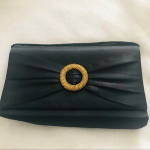 $5 W/ BUNDLE Black and Gold Satin Clutch